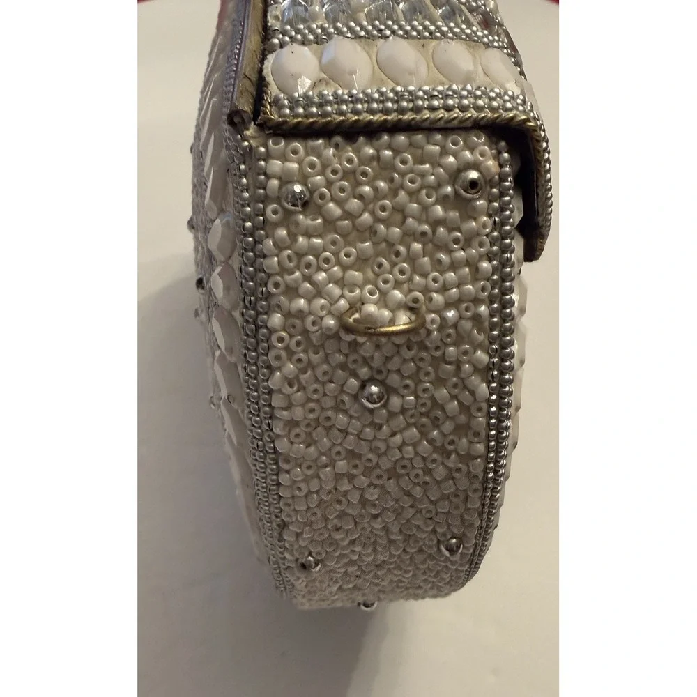 Ramla Bag Clutch Shoulder Bag White Stone Silver Bridal Wedding Party Formal New